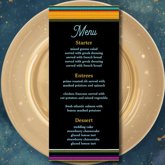 Moderne Mexicaanse bloemen bruiloft Menu