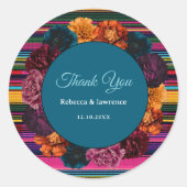 Moderne Mexicaanse bloemen bruiloft Ronde Sticker (Voorkant)