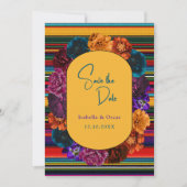 Moderne Mexicaanse bloemen gele bruiloft Save The Date (Voorkant)