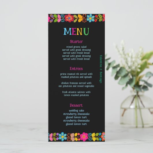 Moderne Mexicaanse bruiloft Menu (Staand voorkant)