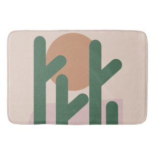 Moderne mid-century-cactus kunst aardse patroon badmat