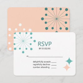 Moderne mid-century Retro foto slaat de datum op RSVP Kaartje