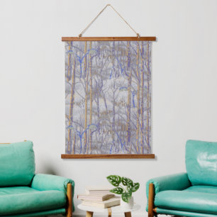 Moderne Mid-Century Stijl Berkenbos Patroon Hangend Wandkleed