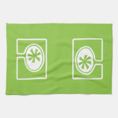 Moderne middeleeuwse boom op groen theedoek (Horizontaal)