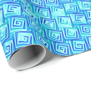 Moderne, middelgrote spiraaltjes - aqua multi cadeaupapier
