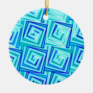 Moderne, middelgrote spiraaltjes - aqua multi keramisch ornament