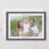 Moderne Midden-Eeuw Blauwe Geometrische Hanukkah F Feestdagenkaart (Voorkant)