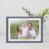 Moderne Midden-Eeuw Blauwe Geometrische Hanukkah F Feestdagenkaart (Staand voorkant)