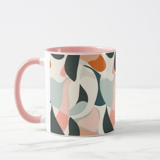 Moderne Midden-Eeuwse Abstracte Mok - Roze ,Peach (Links)