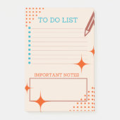 Moderne Midden-eeuwse retro to do list Post-it® Notes (Voorkant)
