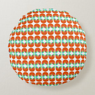 Moderne middenstijl, vers Oranje Blauwgroen afdruk Rond Kussen