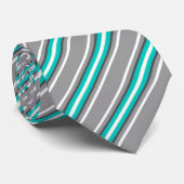 Moderne middenstrepen, grijs en Turquoise Stropdas (Opgerold)