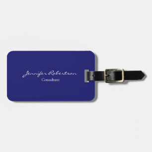 Moderne midnight Blue Plain Unieke Bagagelabel