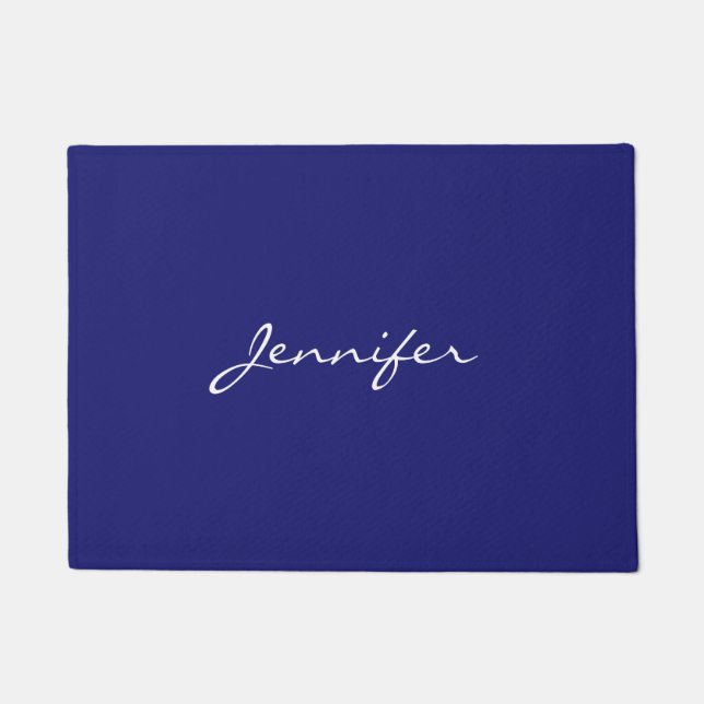 Moderne midnight Blue Plain Unieke Deurmat (Voorkant)