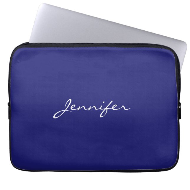Moderne midnight Blue Plain Unieke Laptop Sleeve (Voorkant)