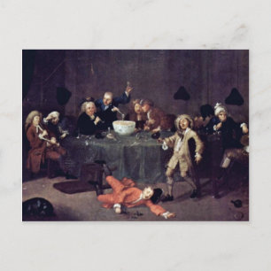 Moderne midnight-discussie door Hogarth William Briefkaart