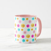 Moderne mignon multicolore joyeux visages Mug (Devant droit)