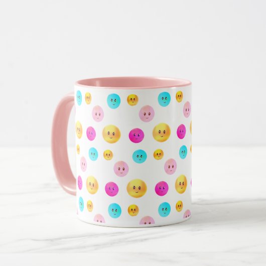 Moderne mignon multicolore joyeux visages Mug (Devant gauche)