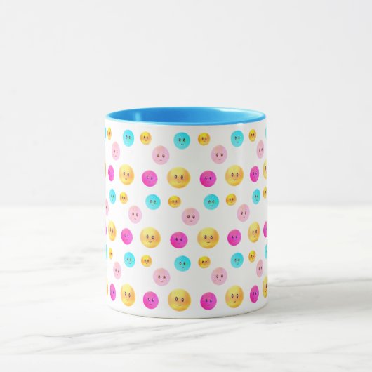 Moderne mignon multicolore joyeux visages Mug (Centre)