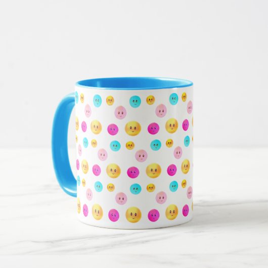 Moderne mignon multicolore joyeux visages Mug (Devant gauche)