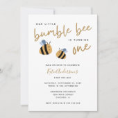 Moderne mignonne Bumblebee Invitation premier anni (Devant)