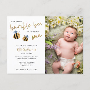 Moderne mignonne Bumblebee Invitation premier anni