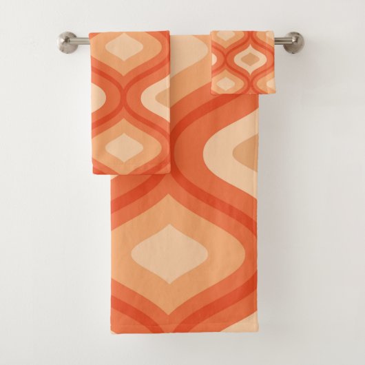 Moderne milieu de siècle ogee orange et beige (En situation)