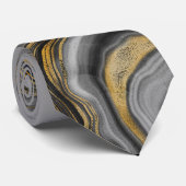 Moderne minerale gouden en grijze geode mineralen stropdas (Opgerold)