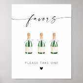Moderne mini Champagne-flessen met elegant script Poster (Voorkant)