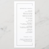 Moderne miniatuurbruiloft met chic-typografie programma (Achterkant)
