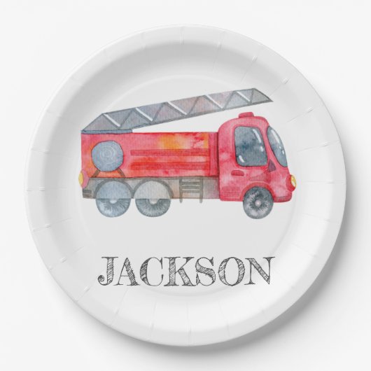Moderne miniatuurfeest van vuurman papieren bordje (Voorkant)