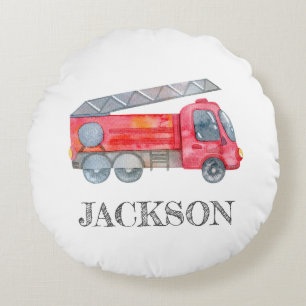 Moderne miniatuurfeest van vuurman rond kussen
