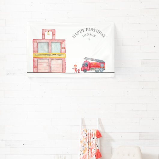 Moderne miniatuurfeest van vuurman spandoek (Insitu)