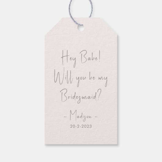 Moderne minieme bridesmaid-ontwerphandleiding Blus Cadeaulabel (Achterkant)