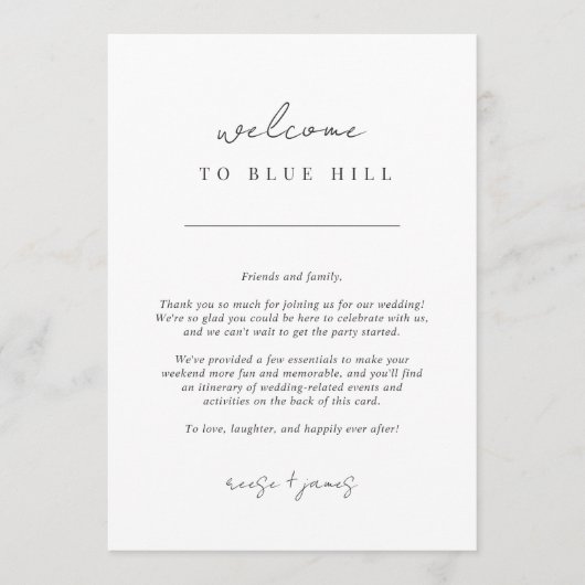 Moderne minieme brief voor bruiloft en reisroute programma (Voorkant)