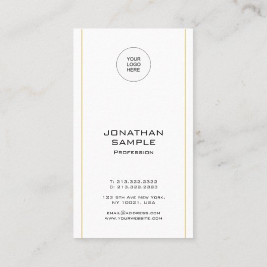 Moderne minieme gouden verticale Sjabloon met mini Visitekaartje (Achterkant)