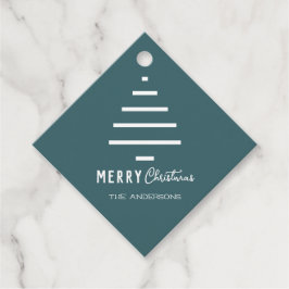 Moderne minieme groene kerstboompijn met prettig k bedankjes labels