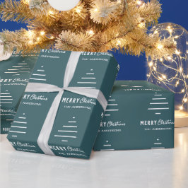 Moderne minieme groene kerstboompijn met prettig k cadeaupapier