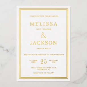 Moderne minieme Lijst Elegant Wedding Folie Uitnodiging