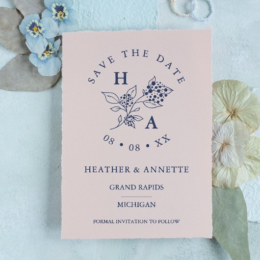 Moderne minieme wilde bruinbloemen Initialen Rubberstempel