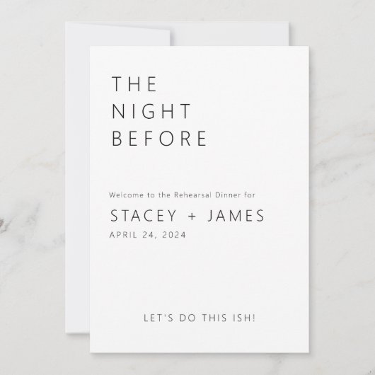 Moderne minima | De nacht voor het eten van de rep Kaart (Voorkant)