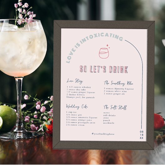 Moderne minima | Drink van de Bride & Groom Signat Poster