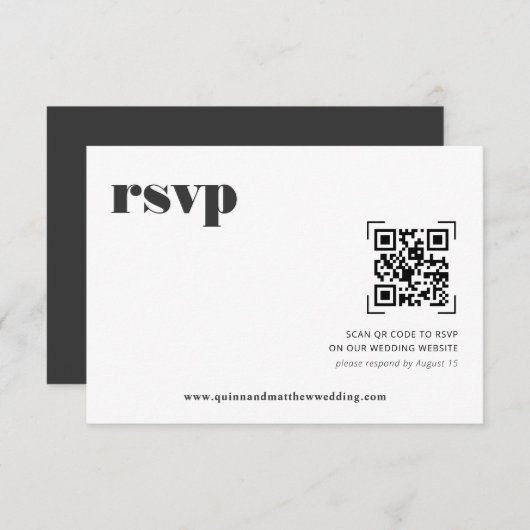 Moderne minima | QR-code bruiloft RSVP (Voorkant / Achterkant)