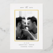 Moderne minima | Verticale foto slaat de datum op Folie Uitnodiging (Voorkant)