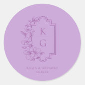 Moderne minima | Weddenschapsmonogram Ronde Sticker (Voorkant)