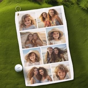 Moderne Minimaal 8 Foto Raster Collage - Wit Golfhanddoek