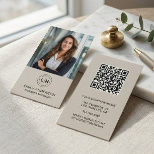 Moderne Minimaal Aangepaste Foto Logo QR Zakelijke Visitekaartje
