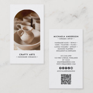 Moderne Minimaal Boho Boog Foto QR Code & Sociale Visitekaartje