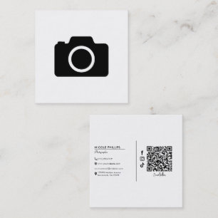 Moderne Minimaal Camera Fotograaf Vierkante Visitekaartje