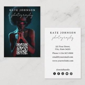 Moderne Minimaal Eenvoudige Professionele Foto QR Visitekaartje